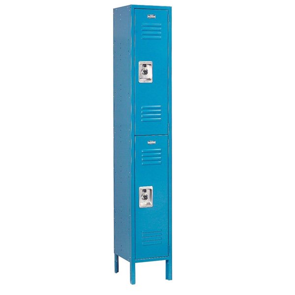 Global Industrial Double Tier Locker, 12x15x36, 2 Door Ready To Assemble, Blue 254125BL